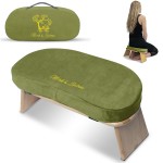 MONK & LLAMA Meditation Bench - Kneeling Bamboo Bench with Foldable Legs & Cushion - Kneeling Stool Ergonomic Bamboo Yoga Bench for Extended