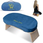 MONK & LLAMA Meditation Bench - Kneeling Bamboo Bench with Foldable Legs & Cushion - Kneeling Stool Ergonomic Bamboo Yoga Bench for Extended Practice