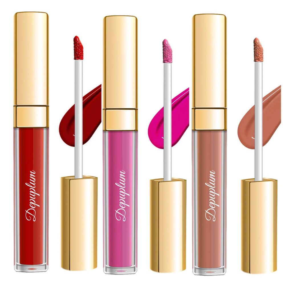 Depuplum 3Pc Matte Liquid Lipsticks for Women, Red Lipstick Nude Lisptick Pink Lipstick, Cruelty Free Long Lasting Lip Makeup (DM05+DM06+DM10)
