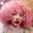 Xinran Pink Curly Afro Wig for Women70s Kinky Big Curly Wig With Bangs Short Loose Curly WigsNatural Looking for Daily Cosplay 14 inch