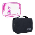 Lcsmaokin Large Capacity Toiletry Bag Travel Bag with Hanging Hook for Men and Women Waterproof Travel Cosmetic Bag Bathroom Bag,with TSA Approved Zippers Clear Travel Makeup Bag Carry-on