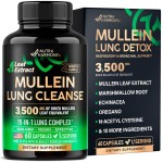 Mullein Leaf Extract for Lung Detox - Marshmallow Root | Echinacea | Oregano | Quercetin | NAC - 15-in-1 Lung Support & Cleanse for Smokers Supplement - Made in USA - As Drops, Tincture - 60 Capsules