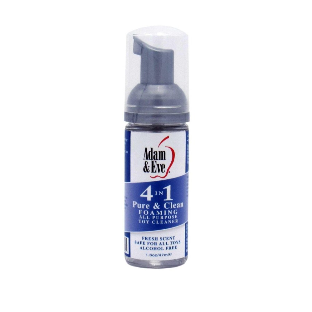 Adam & Eve Sex Toy Cleaner, 4 In 1 Pure And Clean Foaming Adult Toy Cleaner, Fast Acting Misting Spray For Adult Toys, Vibrators, Dildos, Tea Tree Oil Formula Perfect for Gifting, No Residue, 1.6 oz