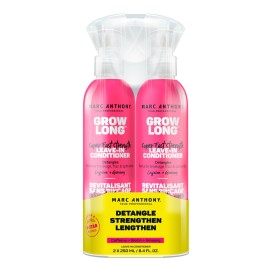 Marc Anthony Leave-In Conditioner Spray & Detangler, Grow Long Biotin, 2-pack - Anti-Frizz Deep Conditioner For Split Ends & Breakage - Vitamin E, Caffeine & Ginseng for Curly, Dry & Damaged Hair