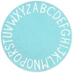 Topotdor Round Kids Play Rug Alphabet Nursery Area Rug Extra Large Soft Crawling Play Mat for Children Toddlers Bedroom (47 inch, Teal)