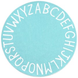 Topotdor Round Kids Play Rug Alphabet Nursery Area Rug Extra Large Soft Crawling Play Mat for Children Toddlers Bedroom (47 inch, Teal)