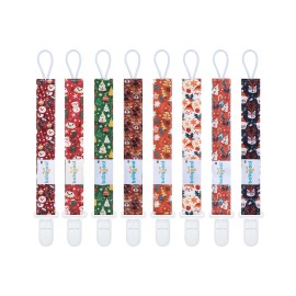 babygoal Baby Christmas Pacifier Clips 8 Pack, Pacifier Holder Clips Fits for Most Pacifier and Binkies 8PS38-B
