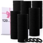 LuSeren 120PCS Black Hair Ties for Thick Hair - Seamless No Damage Elastic Ponytail Holders, Black Hair Band,Bulk Nylon Hair Elastics for Women
