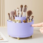 Diesisa Makeup Brush Holder Organizer,360 Rotating Makeup Brush Organizer,5 Slot Make up Brushes Cup for Cosmetics, Nail Polish, Art Supply, Bathroom Vanity Desktop Organizer - Purple