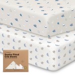 KeaBabies 2-Pack Organic Crib Sheets for Boys, Girls - 52x28 Fitted Crib Mattress Sheet Neutral, Breathable Jersey Cotton Cover for Baby Bed, Toddler Mattress, Soft & Cute Prints (Cosmo)