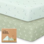 KeaBabies 2-Pack Baby Crib Sheets for Boys, Girls - 52x28 Viscose Derived from Bamboo Toddler Bed Sheets Neutral, Fitted Crib Mattress Cover for Standard Baby Bedding, Soft & Cozy (Lunaris)