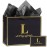 momoake Alphabet Birthday Gift Bag with Card and Tissue Paper for Men Women, 13 Large Black Gold Personalized Bridal Party Gift Paper Bag for Gifts Wrapping - (Letter L)