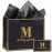 momoake Alphabet Birthday Gift Bag with Card and Tissue Paper for Men Women, 13 Large Black Gold Personalized Bridal Party Gift Paper Bag for Gifts Wrapping - (Letter M)
