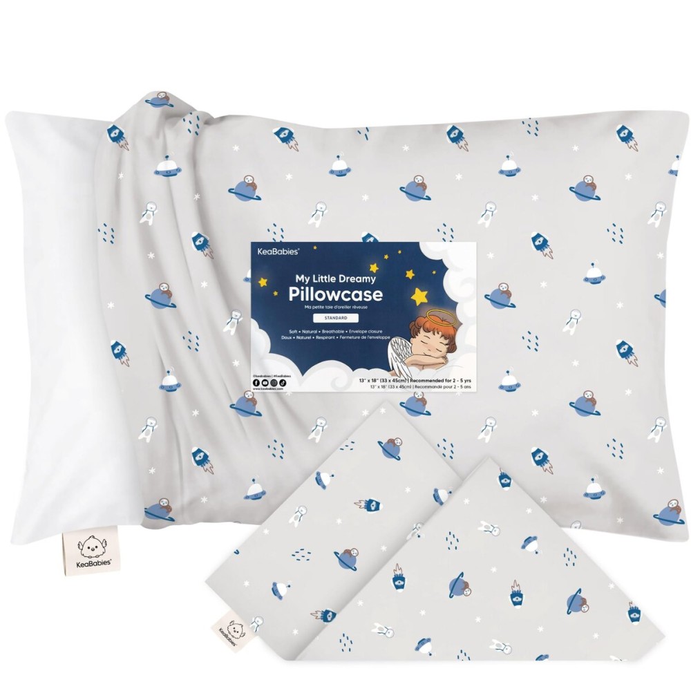 KeaBabies Toddler Pillowcase 13x18 - Organic Cotton Toddler Pillowcase for Kids, Boys, Girls, Soft & Durable Cotton Cover for Miniature Sleepy Pillows, Cute Colors, Pillow Sold Separately (Cosmo)