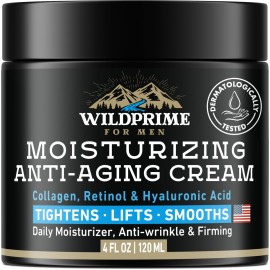 Men\'s Face Moisturizer Cream - Anti Aging & Wrinkle - Made in USA - Collagen, Hyaluronic Acid, Vitamins E & A, Avocado Oil - After Shave Lotion - Age Facial Skin Care, Day & Night Moisturizing, 4 oz