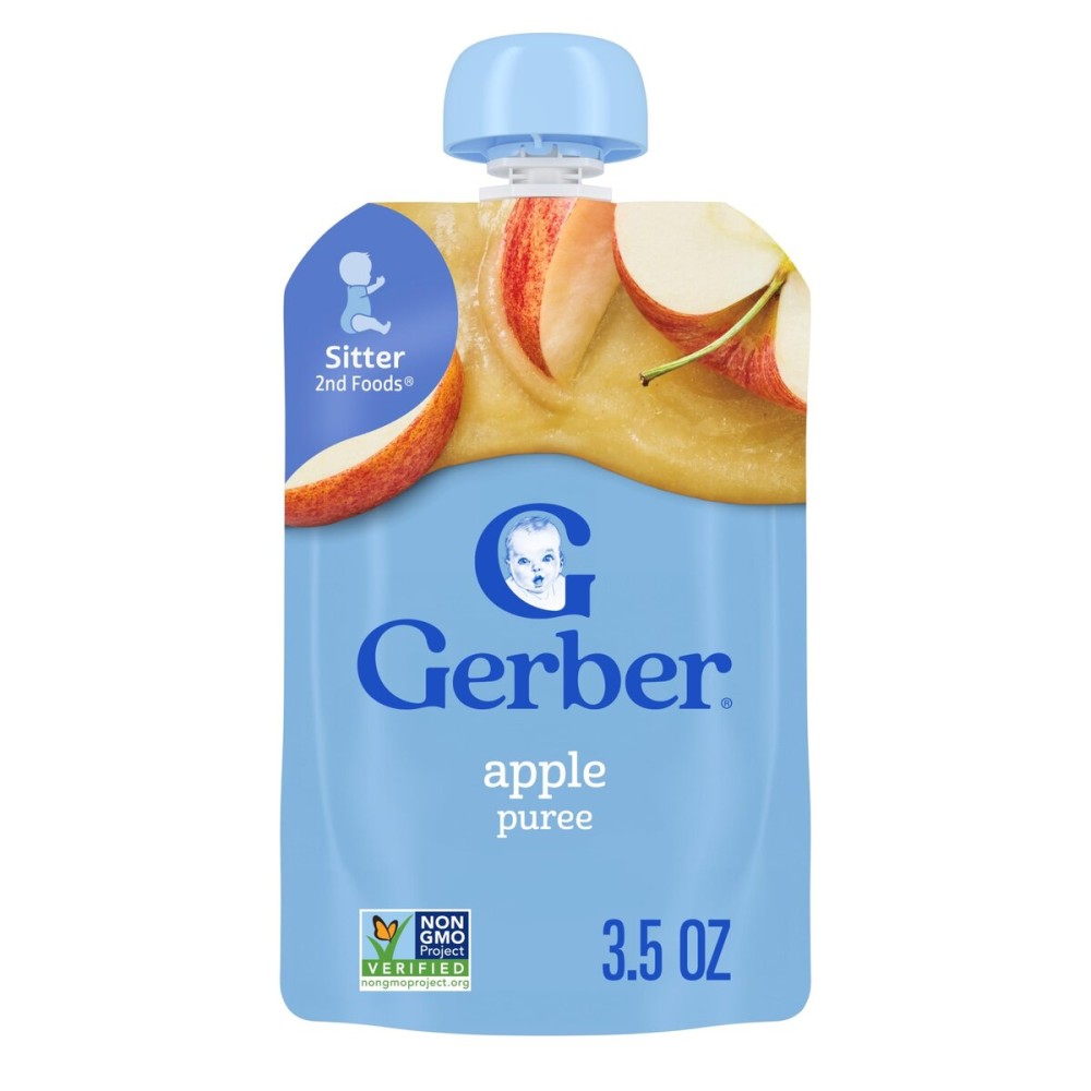 Gerber Baby Food Pouches, 2nd Foods for Babies, Apple, 3.5oz each (Pack of 12)