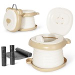 Orzbow Portable Travel Potty Seat for Toddlers with Splash Guard, Foldable Potty Training Toilet for Boys & Girls, On The Go Kids Car Potty, Includes Free Travel Bag and Disposable Potty Liners, Khaki