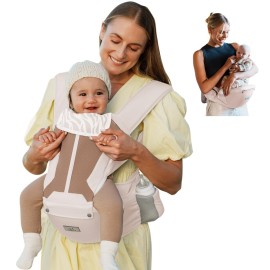 MOMTORY Baby Carrier Newborn to Toddler, 6-in-1 Baby Carrier Plus Size Friendly, Comfy and Supportive, Adjustable Detachable Infant Baby Hip Seat Carrier for 7-50lbs