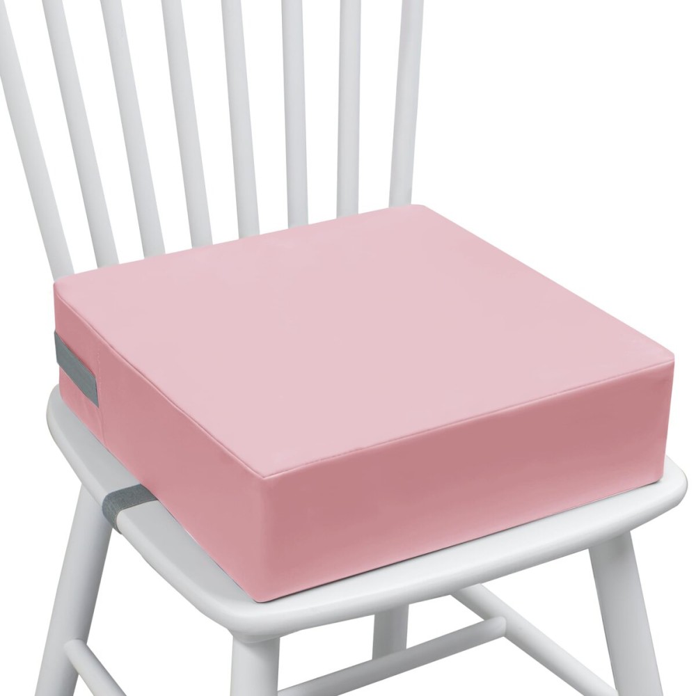 Eiury Toddler Booster Seat Dining Table Kitchen Chair, Waterproof Anti-Scratch PU Cushion, Non-Slip Bottom, Adjustable Buckle Straps, Easy Clean Portable Seat Cushion (Pink)