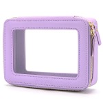 Aveniee Clear Makeup Bag Organizer, Travel Toiletry Bag Cosmetic Case for Women, Portable Make Up Skincare Pouch Car Organizer Bag with Zippers for Essentials,Lilac