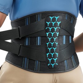 Rakiie Lumbar Back Brace with Removable Pad, Adjustable Lower Back Pain Relief Support for Men and Women, Comfortable Support Belt Ideal for Lower Back Pain, Sciatica, Scoliosis, Size XL (Waist: 45.3-51.2)