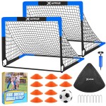 Kids Soccer Goals for Backyard Set of 2, 4 x 3 ft/6 x 4 Toddler Soccer Goal Training Equipment with Soccer Ball, Cones, Pop Up Soccer Net for Kids Age 3-5 4-6 6-8 8-12 10-12 Outdoor Games Sports Gifts