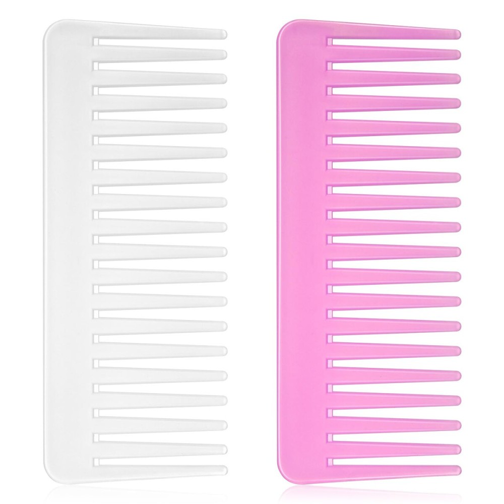 Patelai Wide Tooth Comb Large Hair Detangling Comb for Curly, Wet Dry Hair, No Handle Detangler Accessories(White, Rose Red)