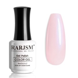RARJSM Nude Pink Gel Nail Polish with Blue Pearl Shell Glitter Clear Sheer Light Purple Pink Shimmer Gel Polish 15ml UV LED Soak Off Transparent Skin Color Home Salon French Manicure Curing Requires