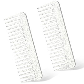 Patelai Wide Tooth Comb Large Hair Detangling Comb for Curly, Wet Dry Hair, No Handle Detangler Accessories(Glitter Clear)