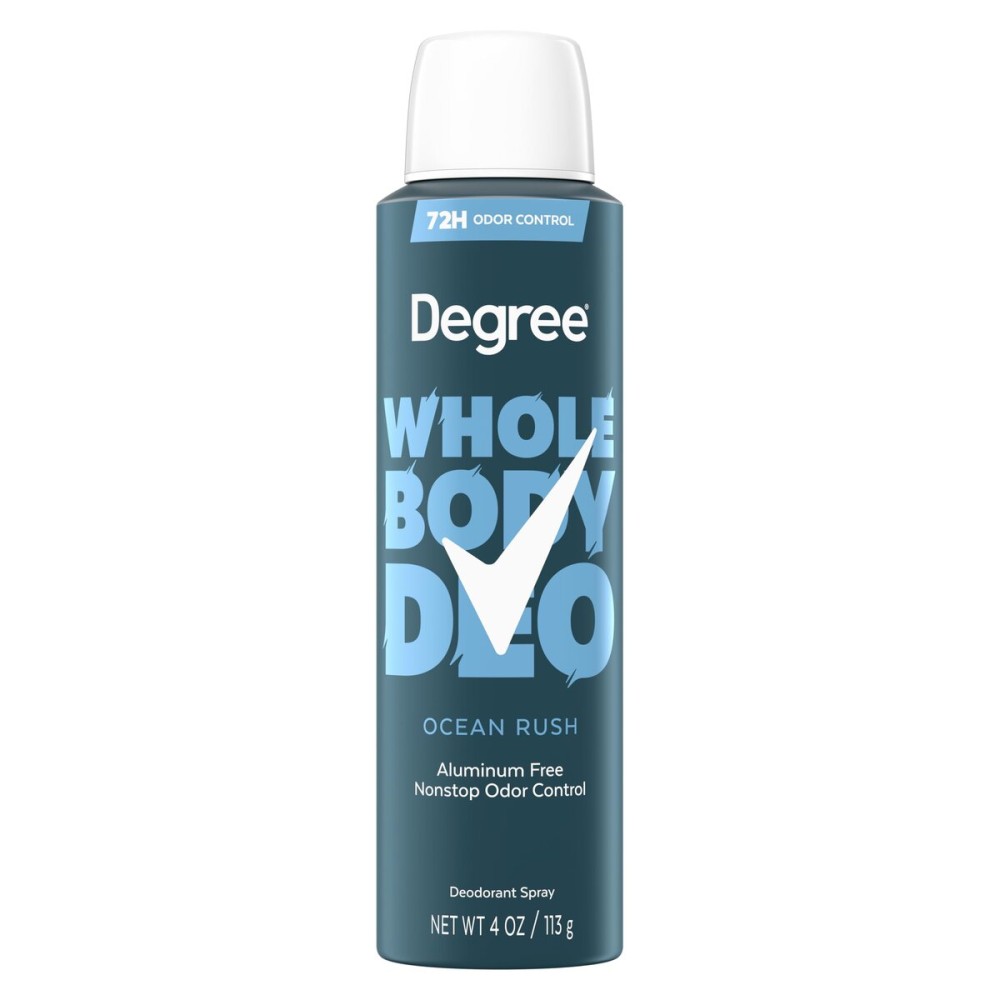 Degree Men Whole Body Deodorant Spray for Men, Ocean Rush Scent, Aluminum Free 72H Odor Protection 4 oz