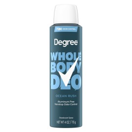 Degree Men Whole Body Deodorant Spray for Men, Ocean Rush Scent, Aluminum Free 72H Odor Protection 4 oz
