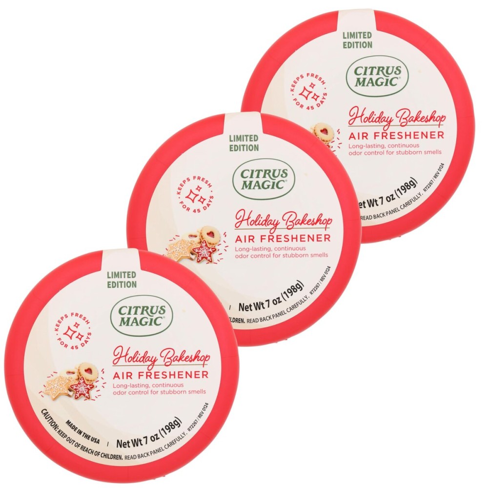 Citrus Magic Holiday Odor Absorbing Solid Air Freshener, Holiday Bakeshop, 7-Ounce, Pack of 3