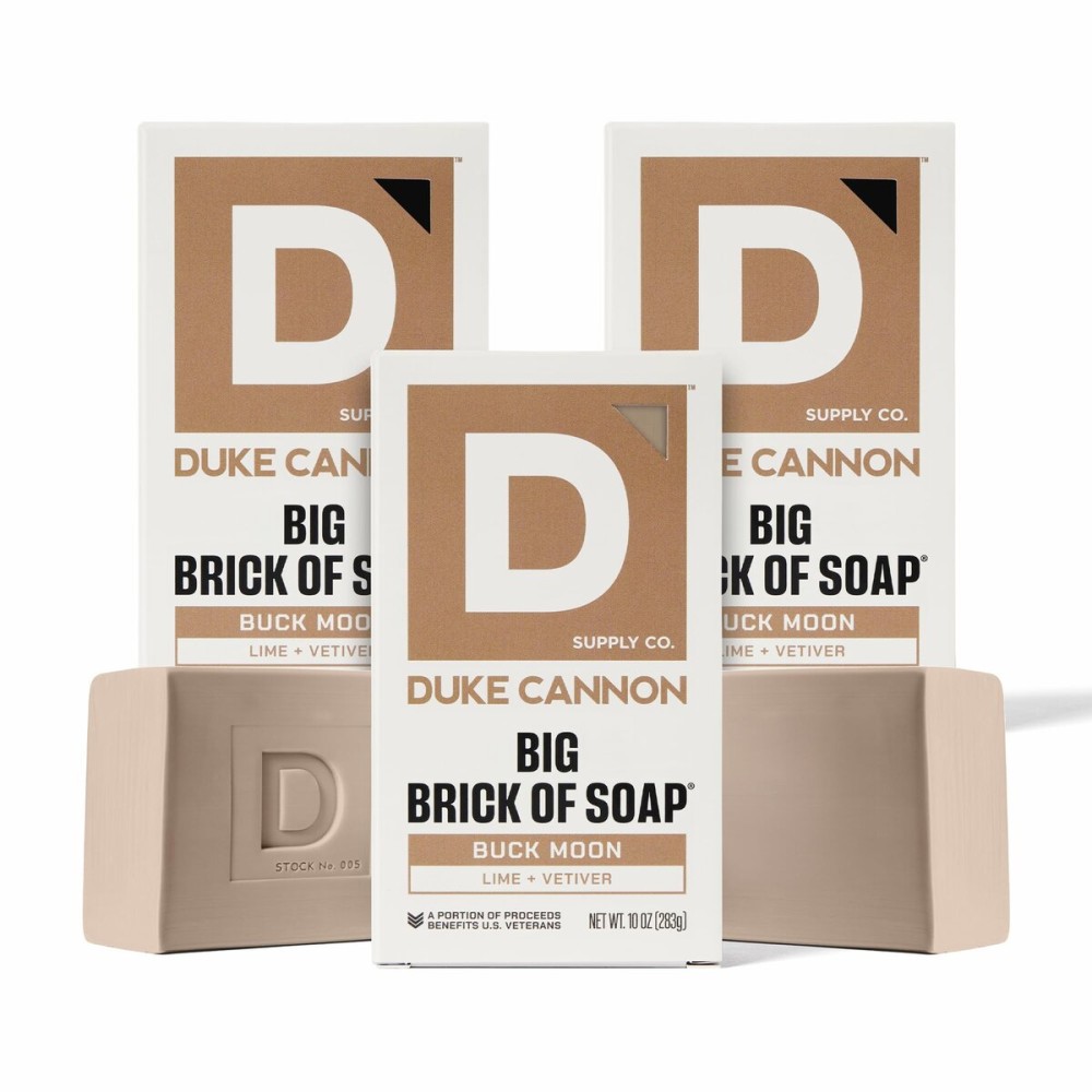 Duke Cannon Big Brick of Soap - Buck Moon, 10 oz Bar, Vetiver & Oak Moss Scent, Triple Milled, Supports U.S. Veterans. (3 Pack)