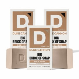 Duke Cannon Big Brick of Soap - Buck Moon, 10 oz Bar, Vetiver & Oak Moss Scent, Triple Milled, Supports U.S. Veterans. (3 Pack)