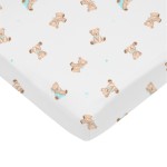 American Baby Company 100% Natural Cotton Fitted Mini Crib Sheet 38 x 24 - Soft & Breathable Small Nesting Portable Crib Sheet, Fits Pack N Play Mattresses, Bear, for Boys & Girls