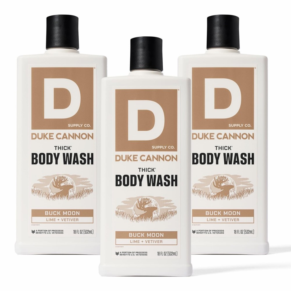 Duke Cannon Thick High Viscosity Body Wash - Buck Moon, 17.5 oz, Vetiver & Oakmoss Scent, Mineral Enriched, Paraben & Sulfate Free (3 Pack)
