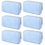 SOIDRAM 6PCS Bridesmaid Proposal Gifts Corduroy Blue makeup bag bulk for Wedding Party Favors Bachelorette party decorations Toiletry Organizer Bag Cosmetic Case Gift