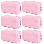 SOIDRAM 6PCS Bridesmaid Proposal Gifts Corduroy Pink makeup bag bulk for Wedding Party Favors Bachelorette party decorations Toiletry Organizer Bag Cosmetic Case Gift