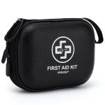 Mini First Aid Kit - 150 Piece Small Waterproof Hard Shell Medical Kit for Home, Car, Travel, Camping, Truck, Hiking, Sports, Office, Vehicle & Outdoor Emergencies (Black)