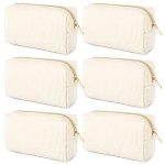 SOIDRAM 6PCS Bridesmaid Proposal Gifts Corduroy Beige makeup bag bulk for Wedding Party Favors Bachelorette party decorations Toiletry Organizer Bag Cosmetic Case Gift