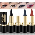 Kaely 4Pcs Black White Dark Blue Red Gel Eyeliner Pencil,Waterproof Smudge Proof Eye Liner,Clown Goth Halloween Makeup,Eye Black Face Paint Lipstick Crayon,Color Colorful Eyeliner Eyeshadow Stick