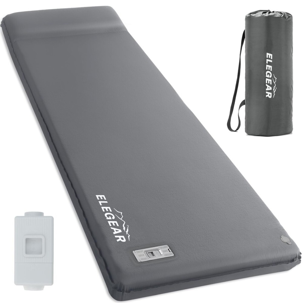 Elegear Self Inflating Sleeping Pad, Built-in Electric Pump 3.15 Ultra-Thick Memory Foam Camping Mattress with Pillow Foam Sleeping Pad for Camping R-Value 9.5 Foam Camping Pad for Car/Traveling