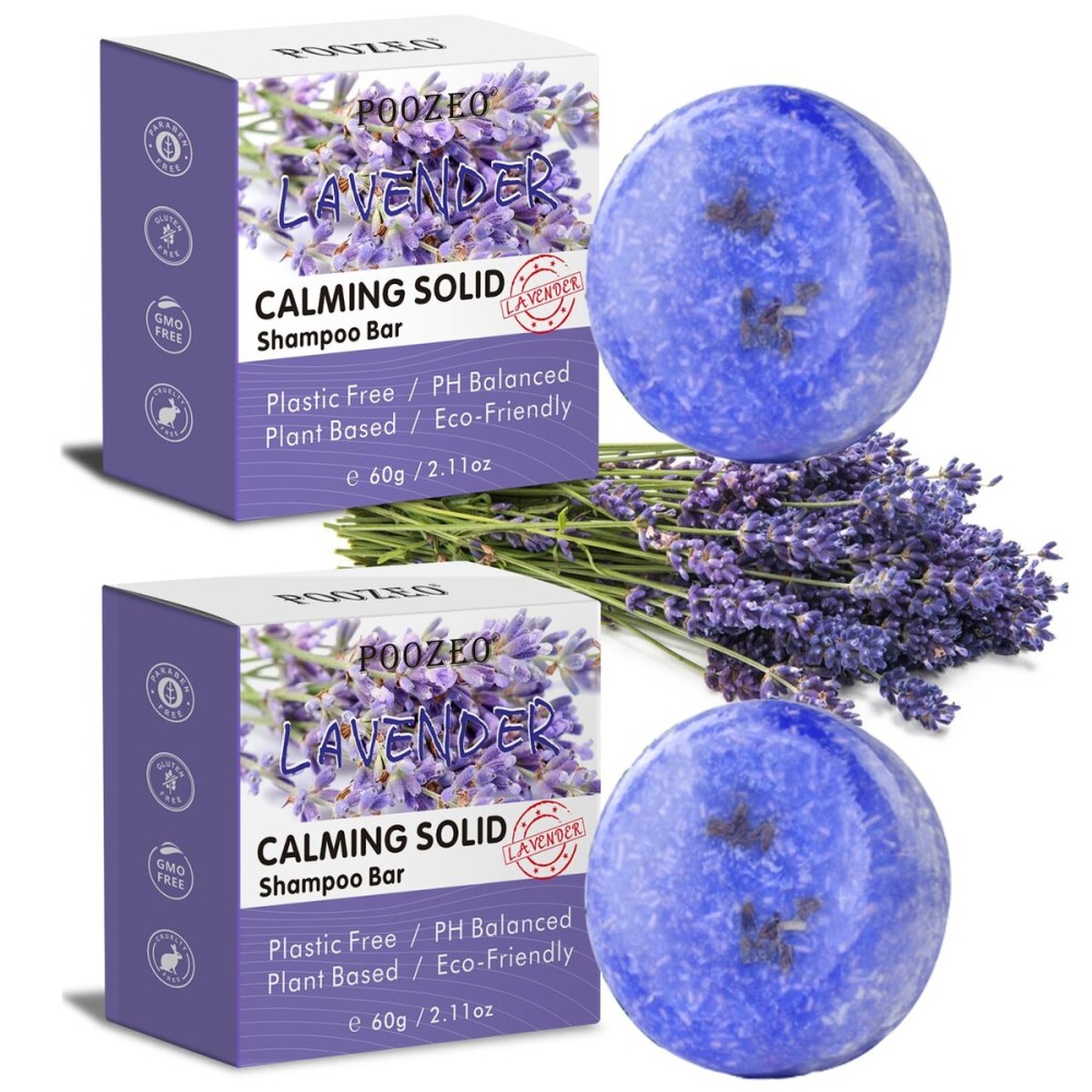DBEAUTYM 2 Pack Lavender Shampoo Bar,Solid Hair Bar And Conditioner Effect Hair Soap,Organic Shampoo Bars For Hair With All Natural Plant Based Essential Oils,Stocking Stuffers,Gifts for Women