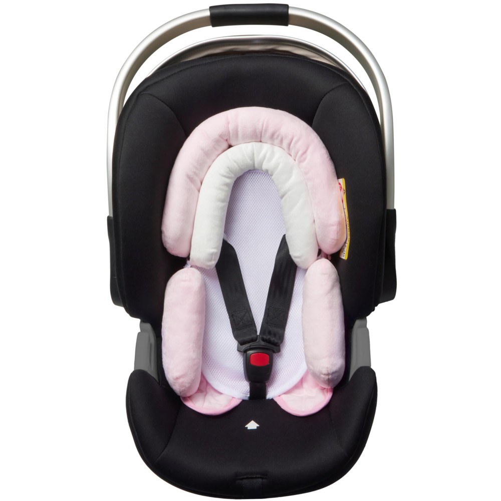 Pro Goleem Breathable 3-in-1 Baby Car Seat Head Support, Soft Infant Car Seat Insert, Carseat Cushion for Newborn, Perfect for Car Seat, Strollers, Swings, Carrier, Bouncer, Pink and White