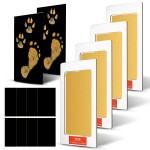 Outus 14 Pcs Paw Print Kit for Dogs No Mess Ink Pad Pet Memorial Newborn Footprint Impression Kit for Pets 4 Inkless Pads with 10 Blank Cards (6 x 4.25 Inch, Gold)