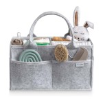 PUTSKA Baby Diaper Caddy Organizer - Nursery Storage Basket for Diaper Station, Baby Basket Shower List and Registry Gift Must-Haves, Newborn Essentials, Nursery Decor for Boy or Girl - Grey, Regular