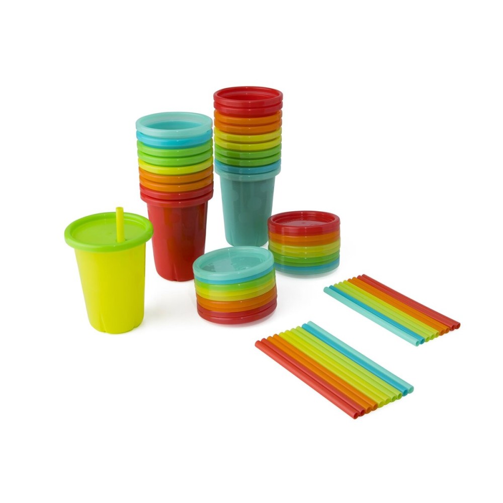 The First Years Take & Toss Toddler Straw Cups - Spill Proof Sippy Cups with Snap On Lids and Straws - Feeding Supplies and Party Supplies - 10 Oz - 20 Count