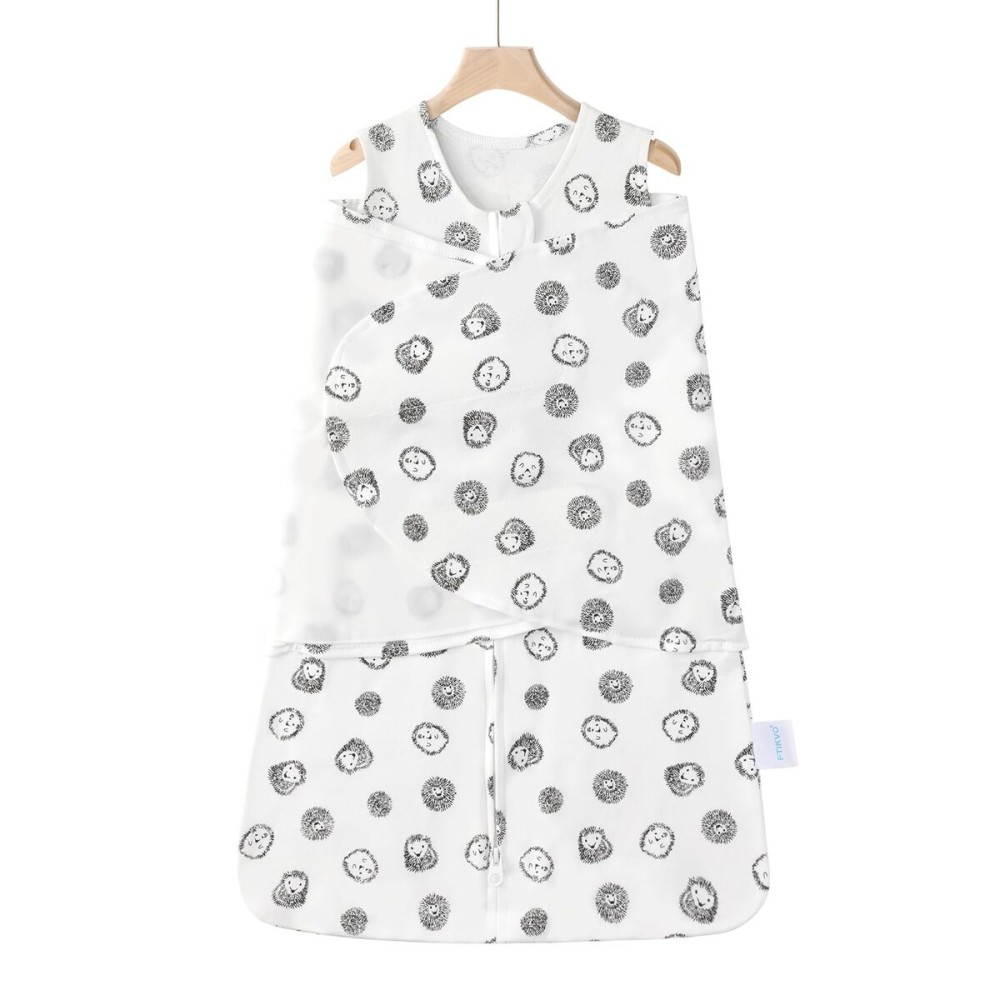 Ftikvo Swaddle-Blanket Baby Girl & Boy Swaddles Newborn Infant Transition 100% Cotton Wrap Blankets, 3-Way Adjustable Wearable Blanket, TOG 1.0 (Hedgehog, 3-6 Month)