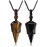 Top Plaza 2pcs Black Obsidian Tiger Eye Healing Crystal Stone Necklace for Women Men 6 Facet Pointed Pendant Necklaces Adjustable Natural Gemstone Necklace Reiki Quartz Jewelry Healing Gifts