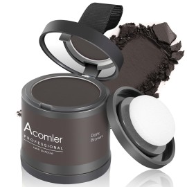 Acomler Instantly Root Cover Up Hairline Powder, Root Touch Up Hair Color 0.35 Ounce,Concealing Hair Loss for Thinning Hair, Hair Powder for Women Men with Bald Spots,Eyebrows,Beard Line (Dark Brown)